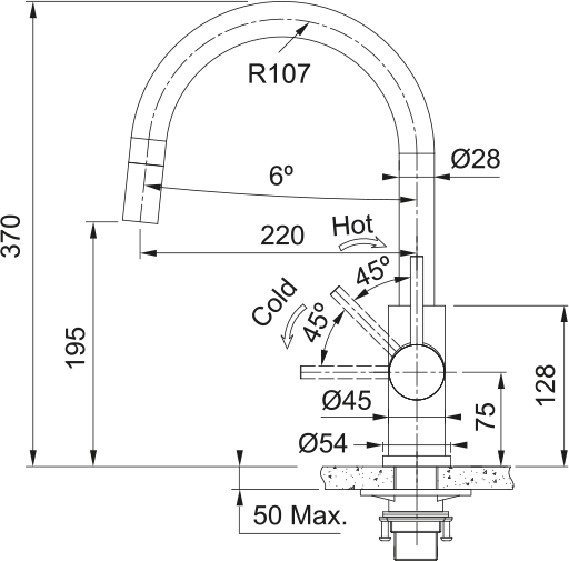 Franke Smart Glenda J Нержавіюча сталь (115.0747.474) Габаритні розміри
