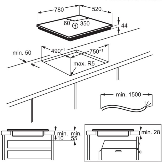 AEG NIR86T08FB Габаритные размеры