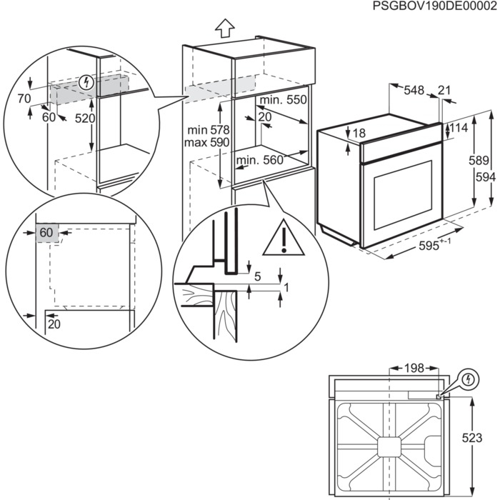 AEG OA5AB21SM Габаритные размеры