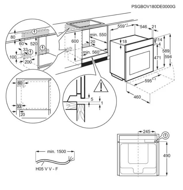 AEG NBP9S831AB Габаритные размеры