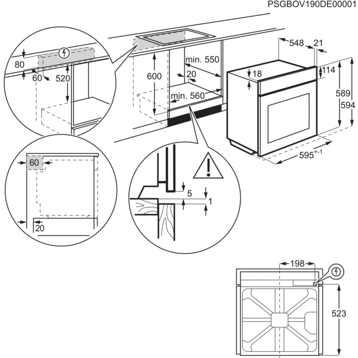 AEG NBR6P531SB Габаритные размеры
