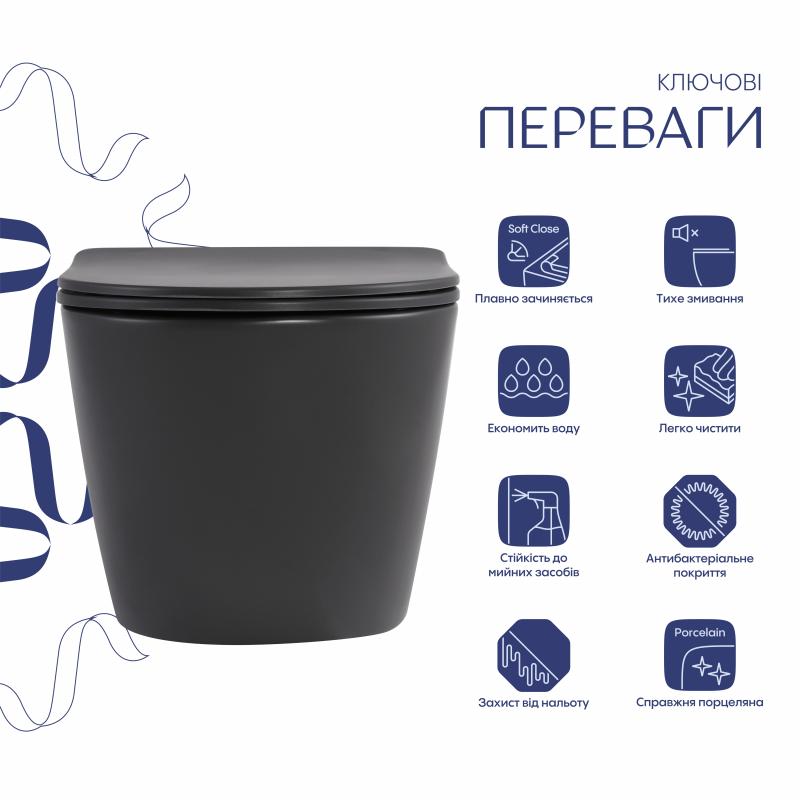 Унітаз підвісний Q-Tap Robin Ultra Quiet QTROB26AN48995 ціна 15128 грн - фотографія 2