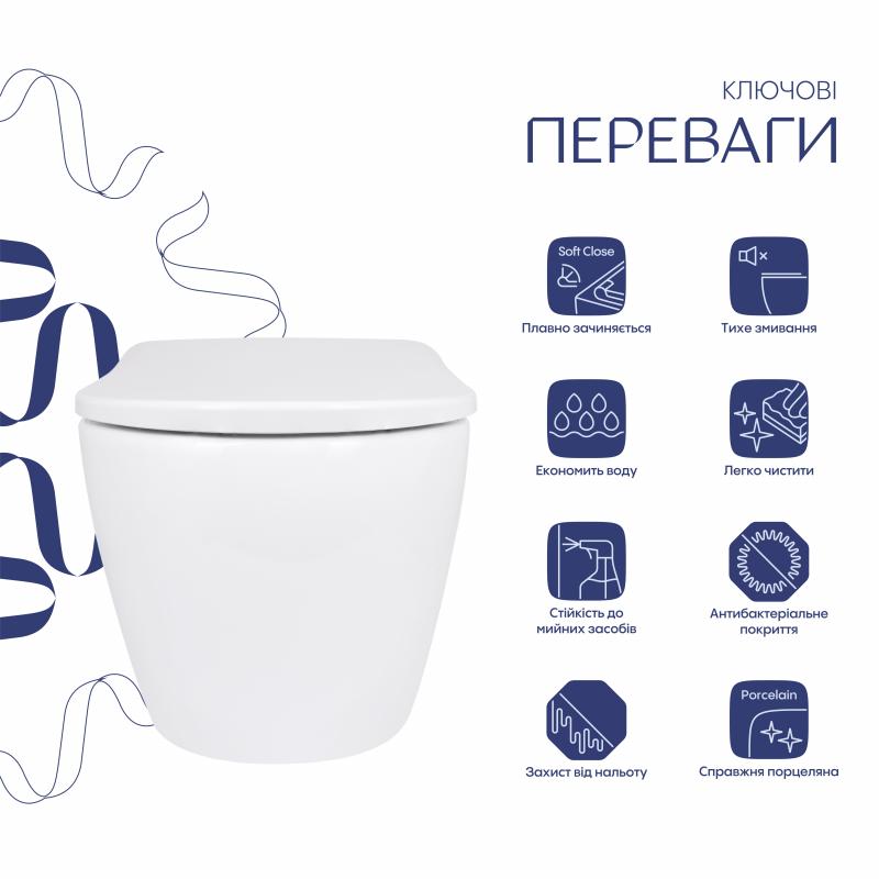 Унітаз підвісний Q-Tap Robin ML Ultra Quiet QTROBML26W49621 ціна 7091 грн - фотографія 2