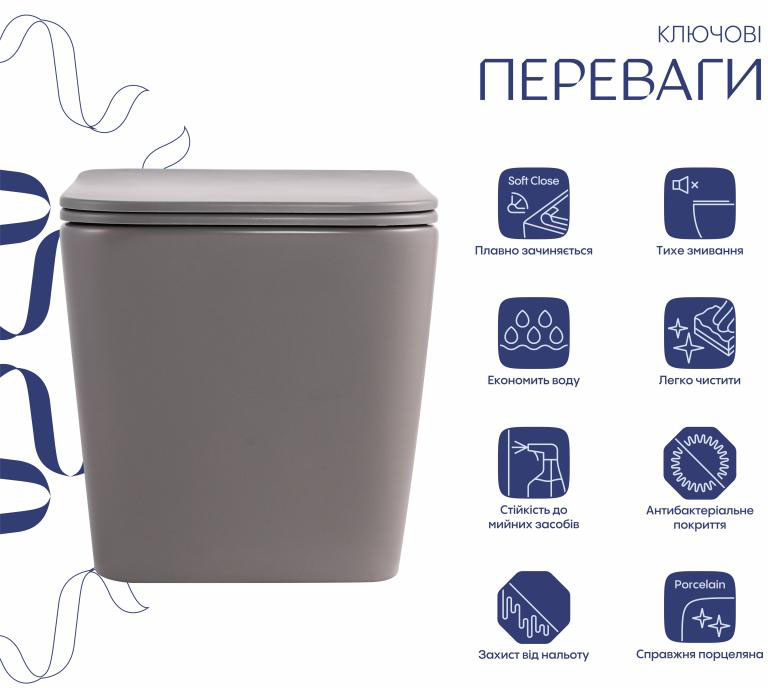 Унітаз підвісний Q-Tap Tern Ultra Quiet QT17332303ASSG ціна 15128 грн - фотографія 2