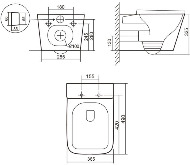 Q-Tap Tern Ultra Quiet QT17332303ASSG Габаритні розміри