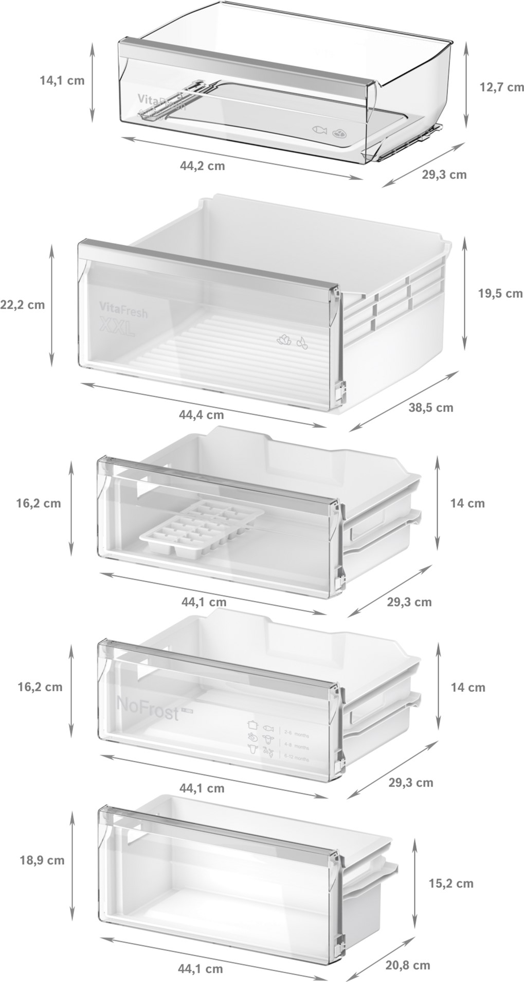 Bosch KIN96VFD0 Габаритні розміри