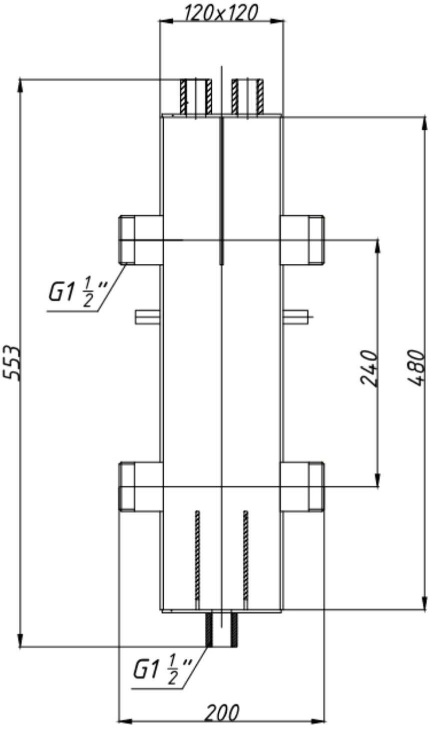 Termojet ГС-27 1 1/2" в теплоизоляции (84040027) Габаритные размеры