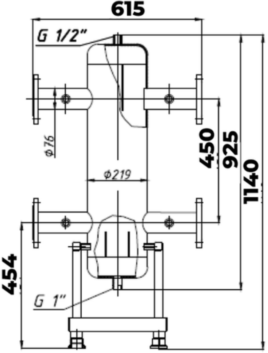 Termojet ГС-30 2 1/2" в теплоизоляции с подставкой (84040030) Габаритные размеры