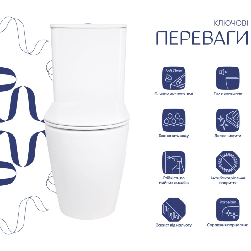 Унітаз-компакт Q-Tap Evia Ultra Quiet QTEVI27W49258 ціна 9077 грн - фотографія 2
