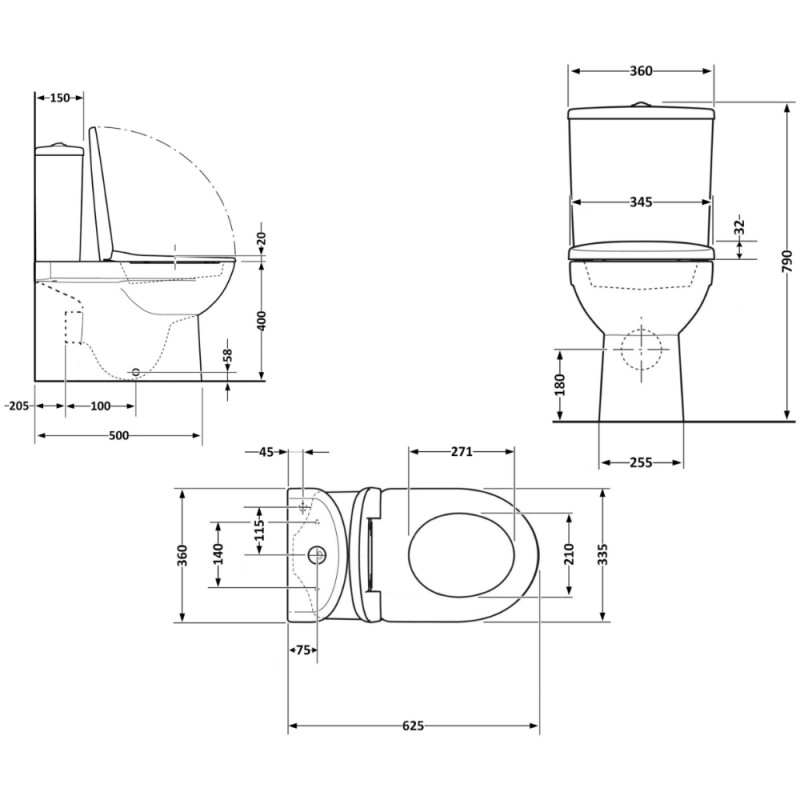 Q-Tap Evia Ultra Quiet QTEVI27W49258 Габаритні розміри