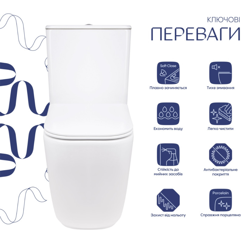 Унітаз-компакт Q-Tap Aquarius Ultra Quiet QTAQAW27W49262 ціна 9077 грн - фотографія 2