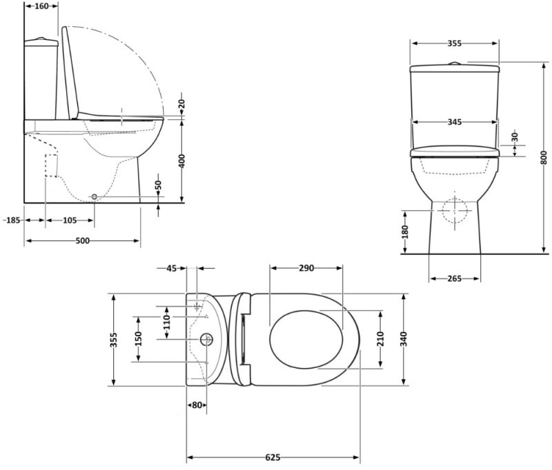 Q-Tap Aquarius Ultra Quiet QTAQAW27W49262 Габаритні розміри