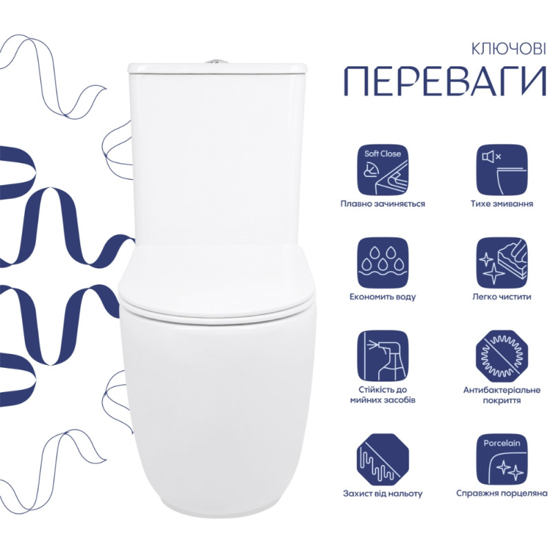 Унітаз-компакт Q-Tap Leo Ultra Quiet QTLEO27W49261 ціна 9077 грн - фотографія 2