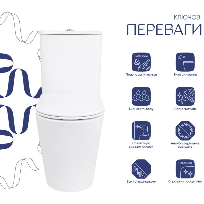 Унітаз-компакт Q-Tap Arvin Ultra Quiet QTARV27W49259 ціна 9077 грн - фотографія 2