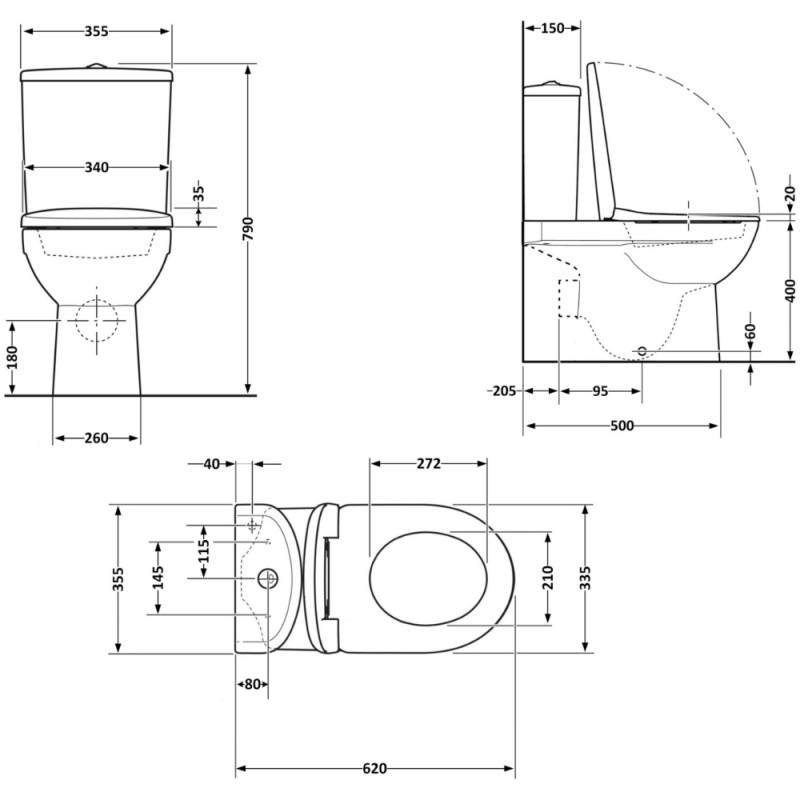 Q-Tap Arvin Ultra Quiet QTARV27W49259 Габаритні розміри