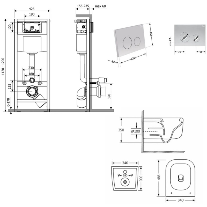 Q-Tap Gemini Ultra Quiet QTTAU26W4911949882 Габаритні розміри