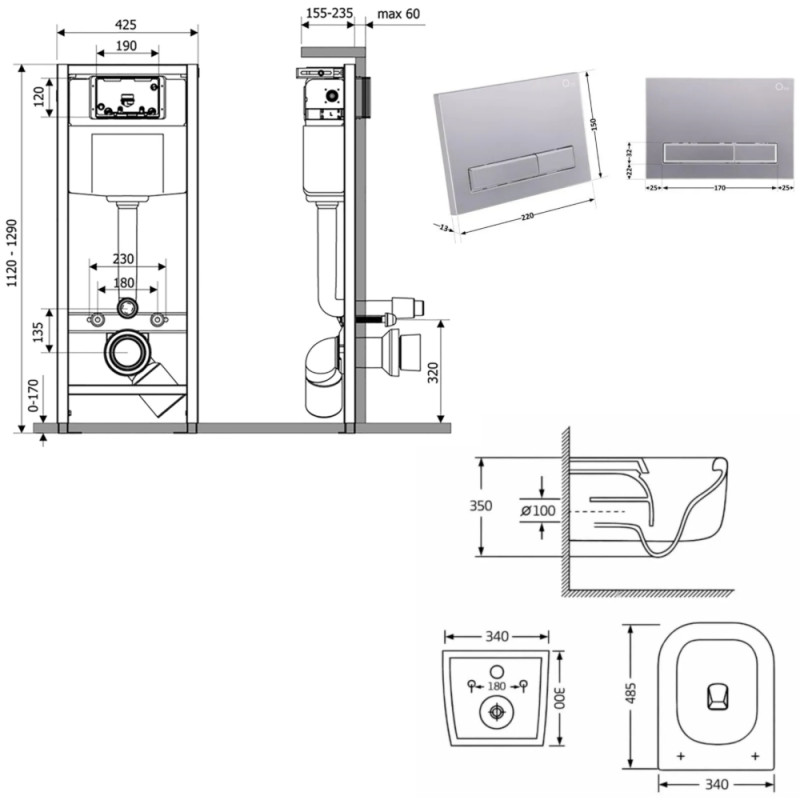 Q-Tap Gemini Ultra Quiet QTTAU26W4911949877 Габаритні розміри