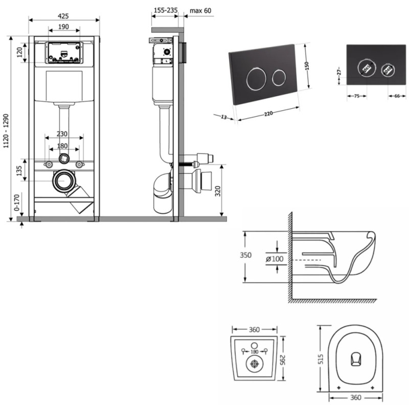Q-Tap Taurus Ultra Quiet QTTAU26W4911649866 Габаритні розміри