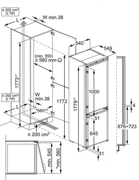 AEG OSC7N181ES Габаритные размеры