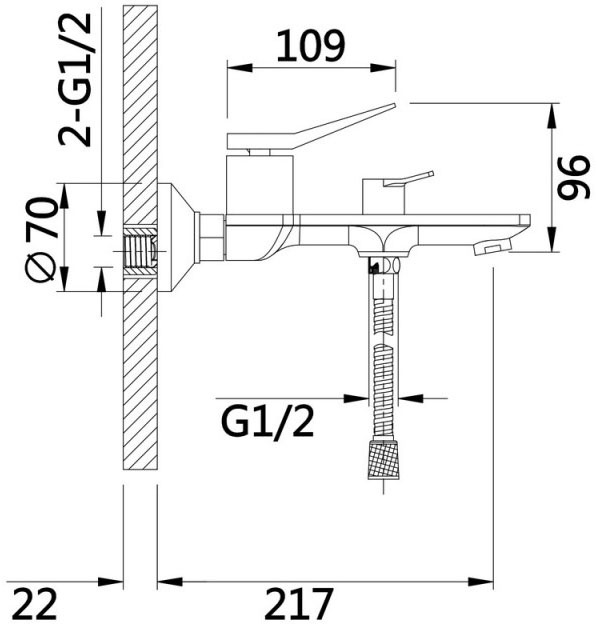 Q-Tap Presto QTPRE259GRP45584 Graphite Габаритні розміри