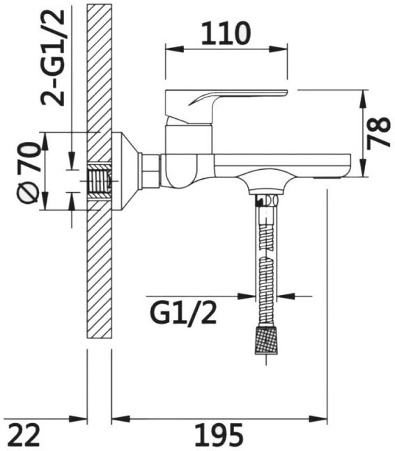 Q-Tap Jay QTJAY259CRW45553 Chrome/White Габаритні розміри