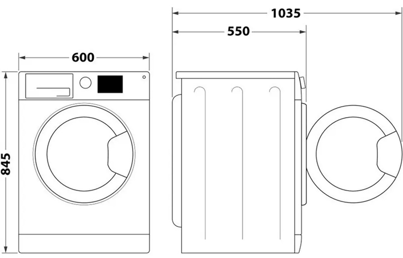 Indesit IM 862B MY TIME UA Габаритные размеры
