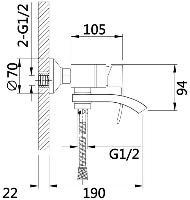 Q-Tap Swan Cascada QTSWA260CRW45569 Chrome/White Габаритні розміри