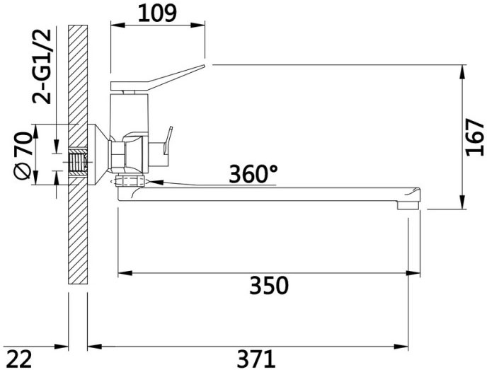 Q-Tap Presto QTPRE2601GRP45583 Graphite Габаритні розміри