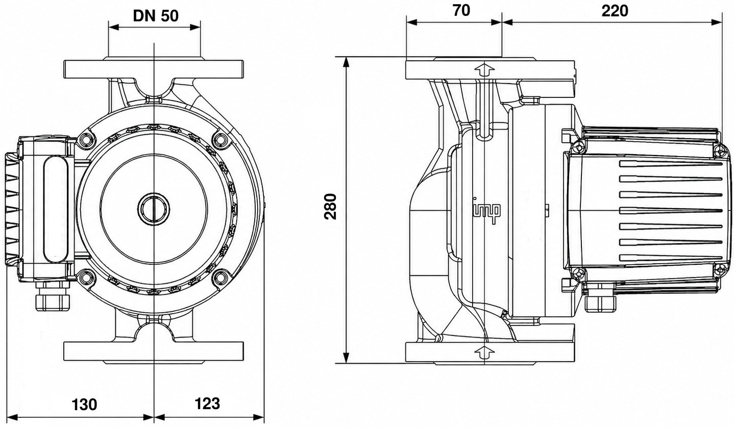 IMP Pumps GHNbasic II 50-190F (979524576) Габаритні розміри