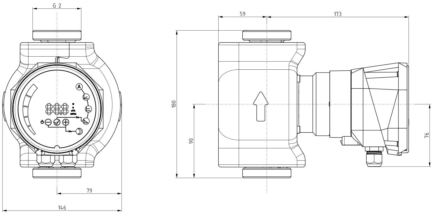 IMP Pumps NMT Smart II 32/80-180 (979528390) Габаритні розміри