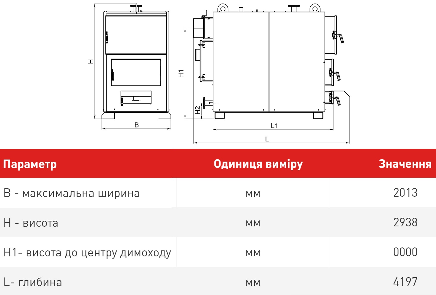 Kraft Prom 1500 кВт Габаритные размеры