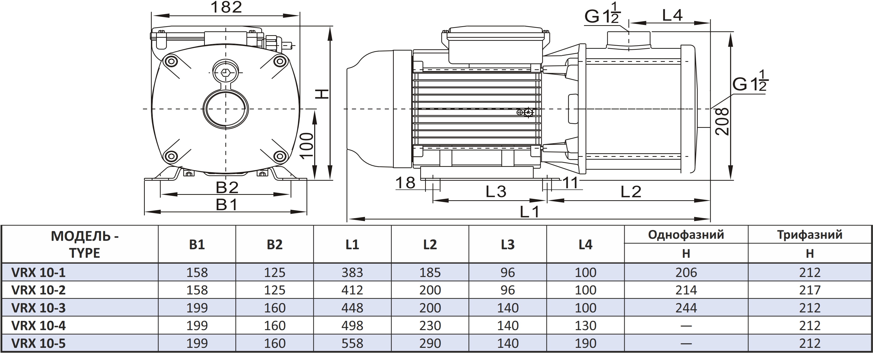 Vinar VRX 10-5 (110500230) Габаритні розміри