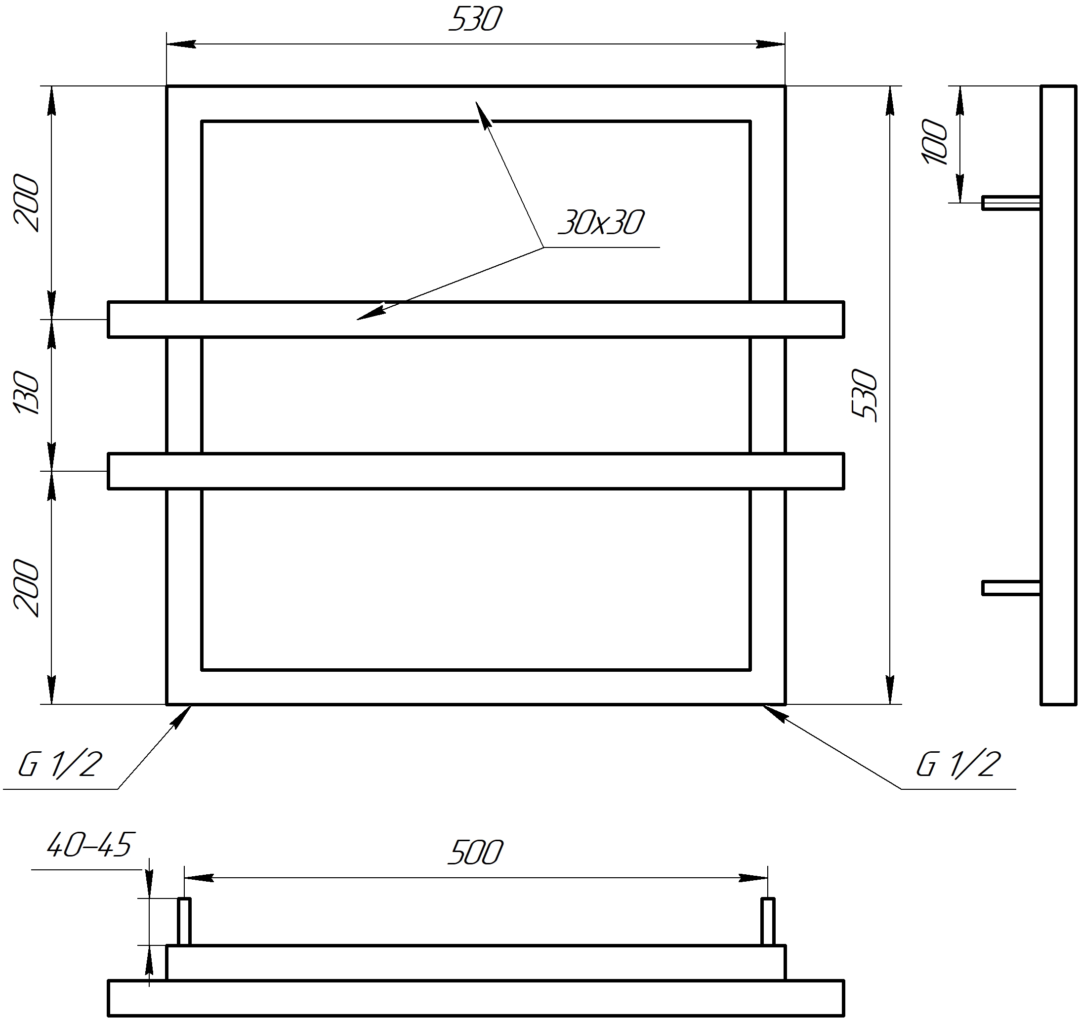 Genesis Aqua Cadexsa 53x63 (GA-55004) Габаритні розміри