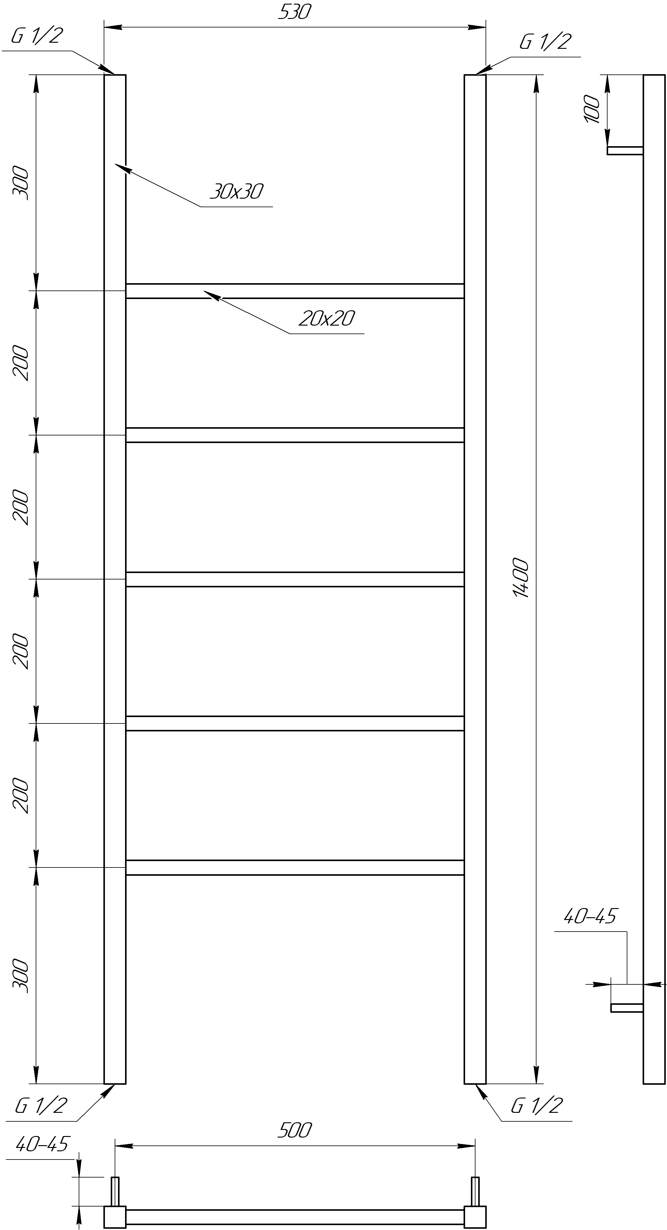 Genesis Aqua Bianco 1400x530 (GA-61004) Габаритні розміри