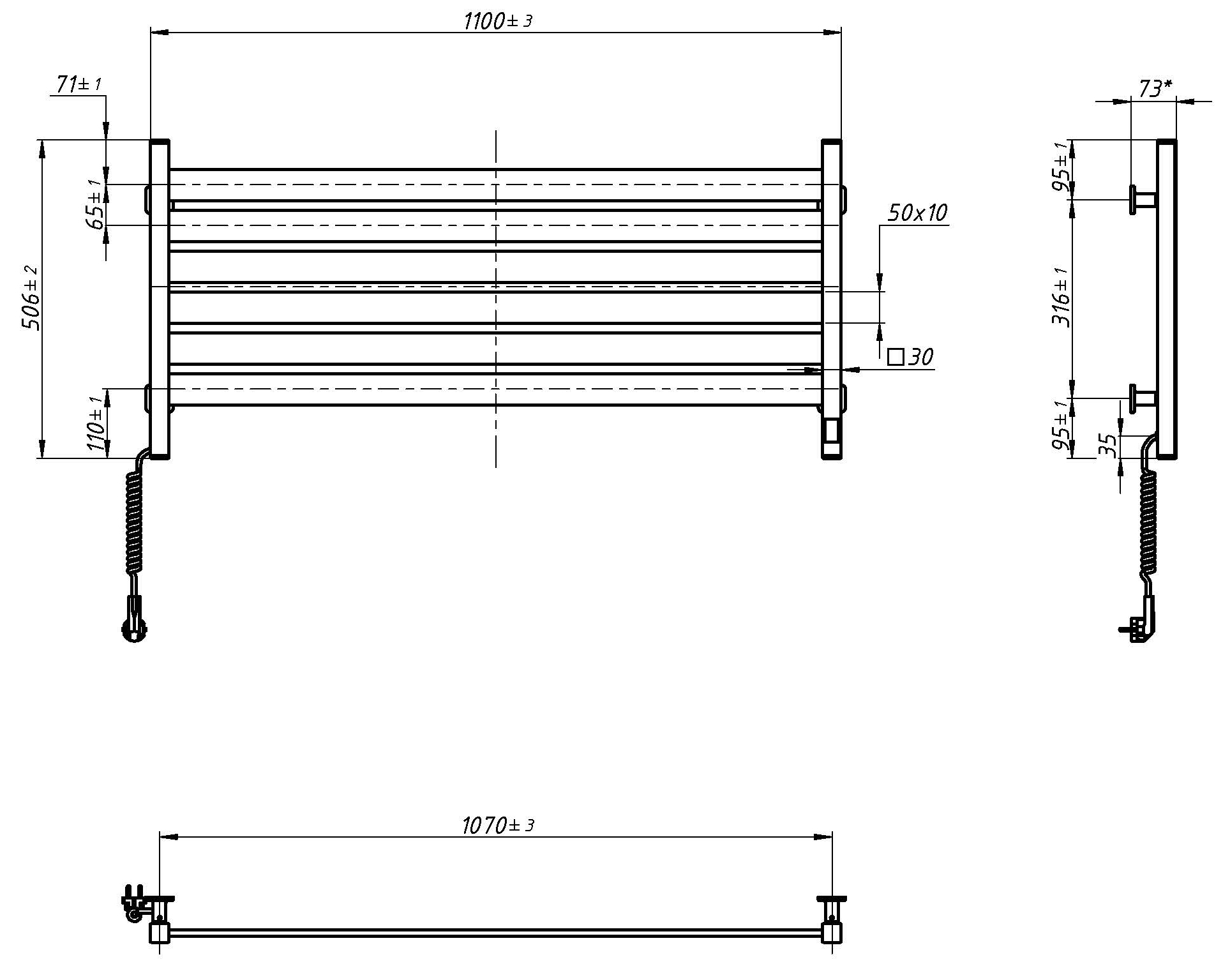 Navin Largo 1100x500 Sensor с Wi-Fi (12-844155-1150) Габаритные размеры
