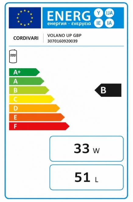 Cordivari Volano UP GBP 25 л (3070160920039) Клас енергоефективності
