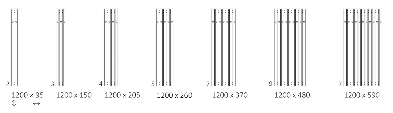 Terma Rolo Hanger 1200x205 (WGROW120020KJ16SX) Габаритные размеры