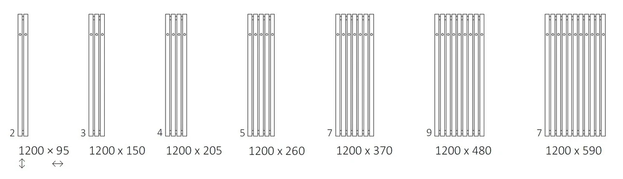 Terma Rolo Hanger 1200x205 (WGROW120020KBRASX) Габаритные размеры
