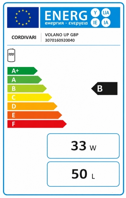 Cordivari Volano UP GBP 50 л (3070160920040) Клас енергоефективності