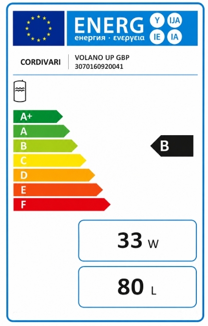 Cordivari Volano UP GBP 80 л (3070160920041) Клас енергоефективності