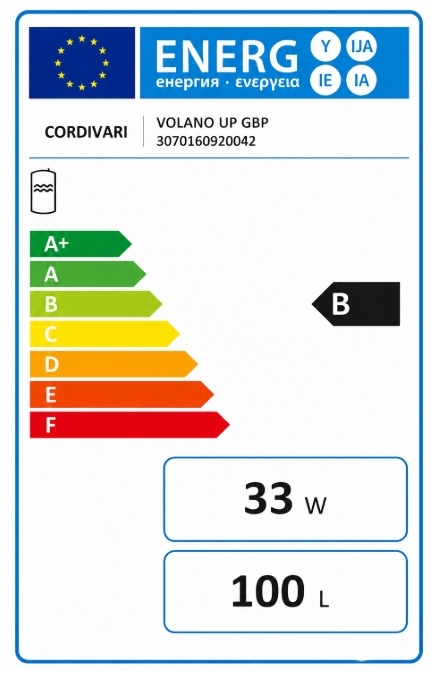 Cordivari Volano UP GBP 100 л (3070160920042) Клас енергоефективності