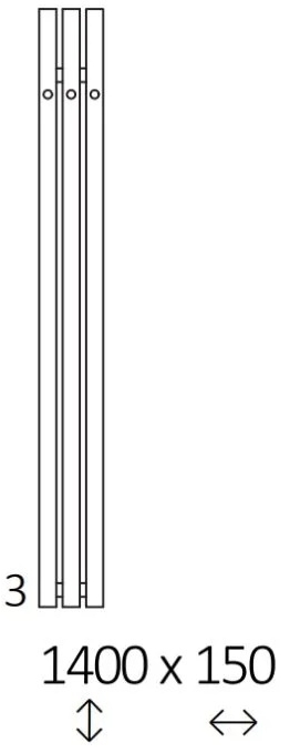 Terma Rolo Hanger E 1400x150 (WLROW140015KRAWE1ORXMX0) Габаритные размеры