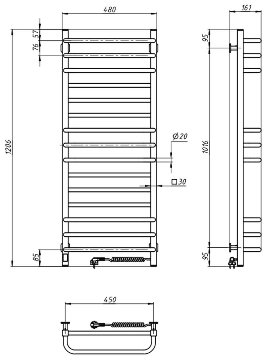 Navin Грандис 480x1200 Sensor с Wi-Fi (12-208055-4812) Габаритные размеры
