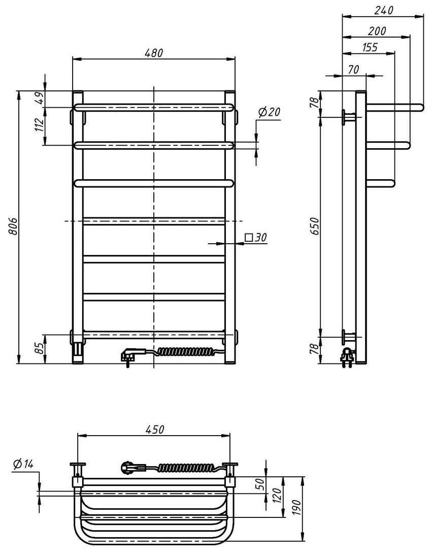 Navin Fortis 480x800 Sensor (10-053053-4880) Габаритные размеры