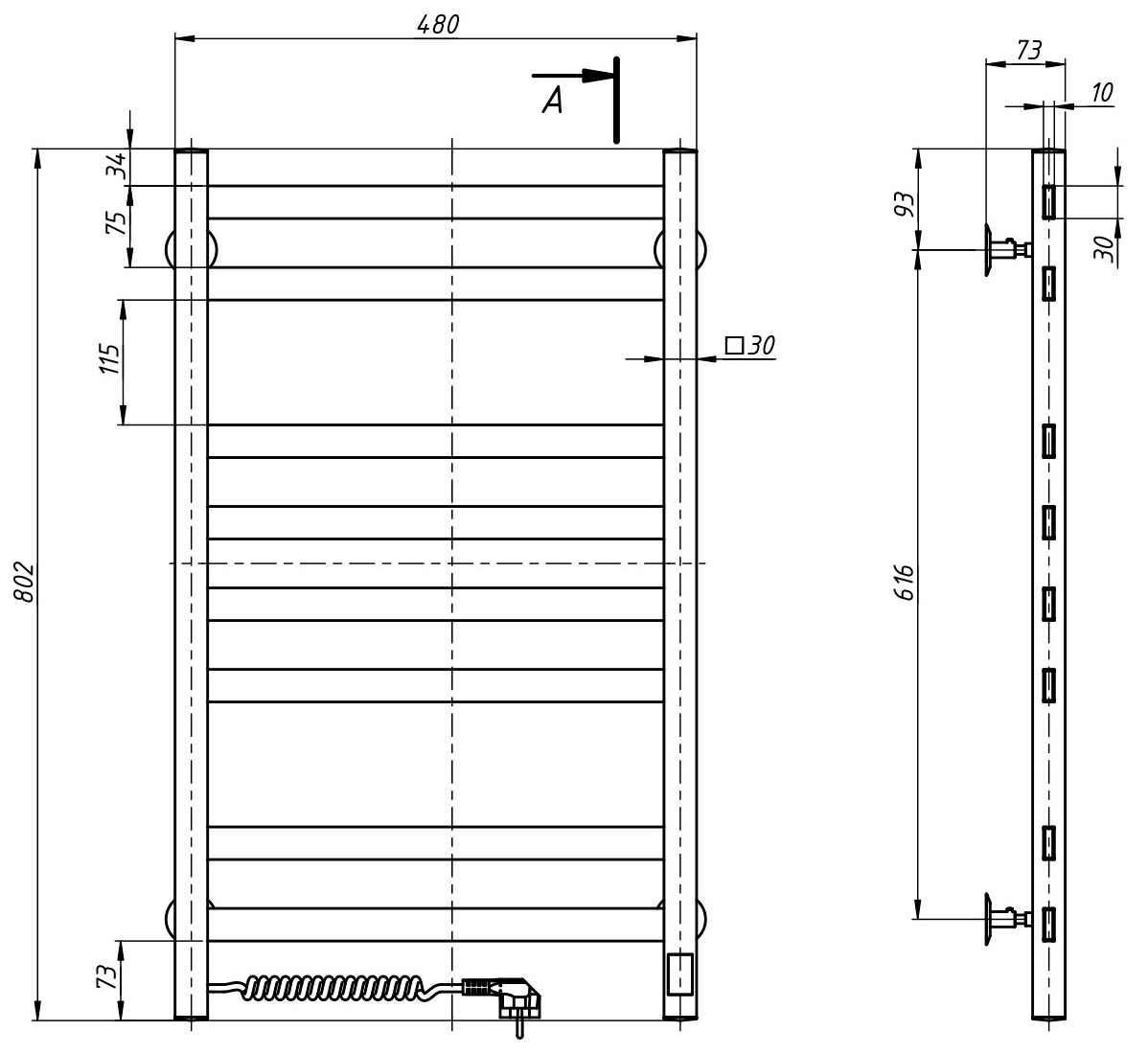 Navin Авангард 480x800 Sensor (12-728153-4880) Габаритні розміри