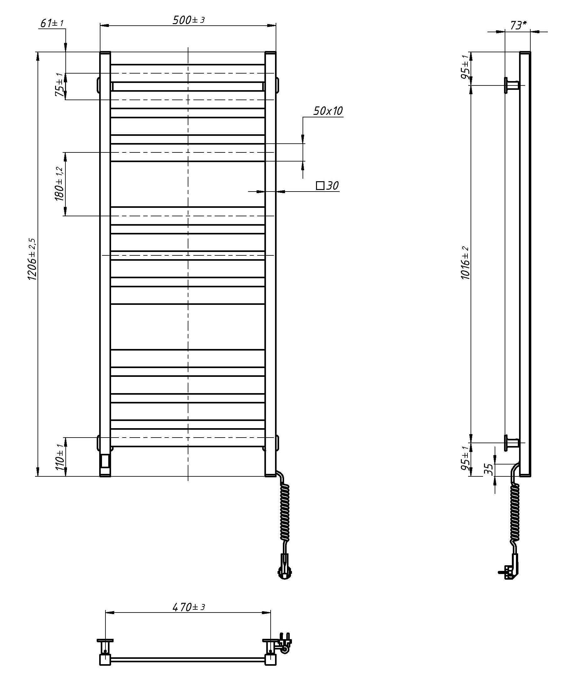 Navin Largo 500x1200 Sensor с Wi-Fi (12-244055-5012) Габаритные размеры
