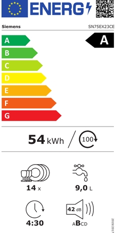 Siemens SN75EX23CE Класс энергоэффективности
