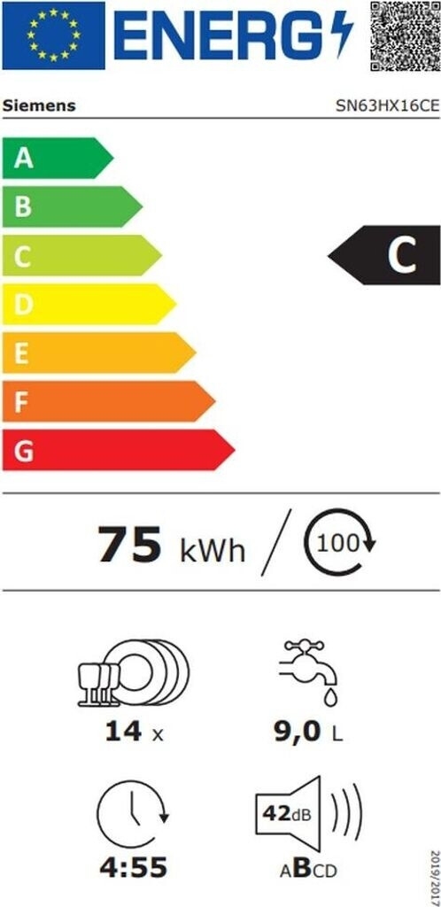 Siemens SN63HX16CE Класс энергоэффективности