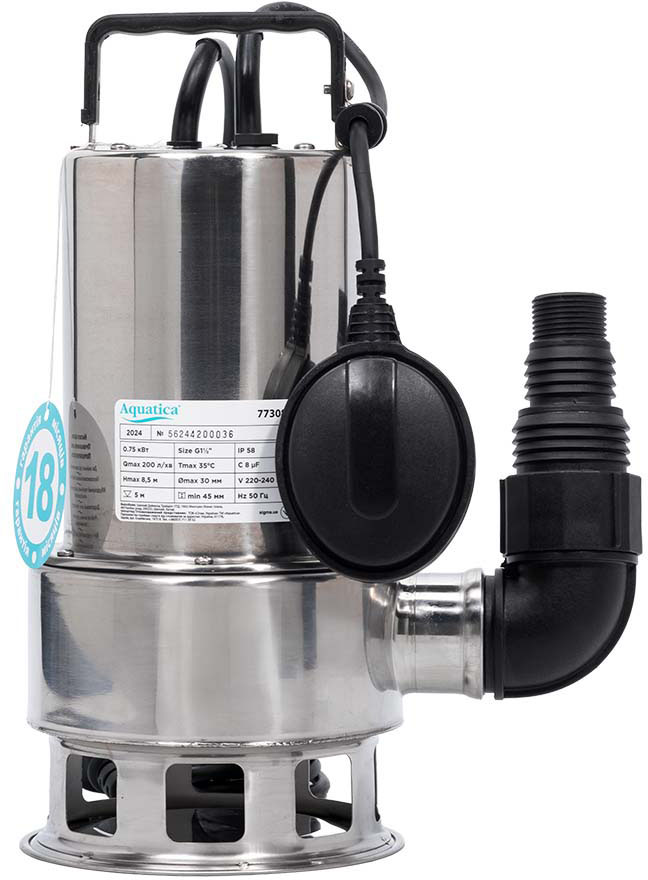 Насос дренажний Aquatica 0.75кВт Hmax 8.5м Qmax 200л/хв (773085)
