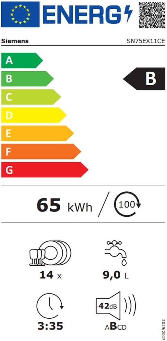 Siemens SN75EX11CE Класс энергоэффективности